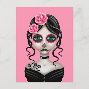 Postal Triste día del Chica muerto en rosa