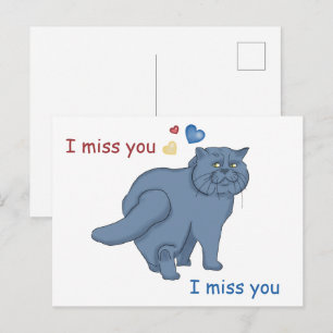 Postal Triste gato británico. Te extraño
