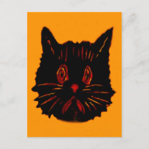 Postal Triste Infeliz Ceño Fruncido Sombrío Gato Negro