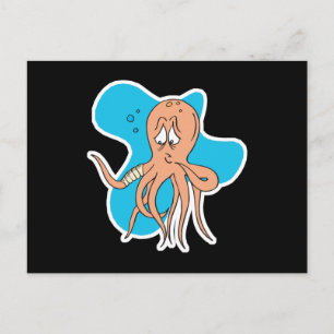 Postal triste pequeño pulpo con boo boo