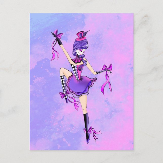 Postal Trixie la payasa personalizada - Nubes rosadas (Anverso)