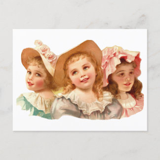 Postal Trois Jolies Fillettes Vintage