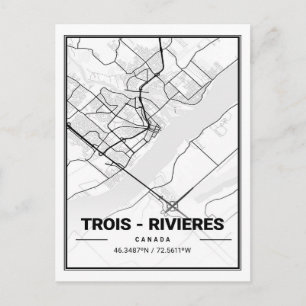Postal Trois Rivieres Quebec Canadá Mapa de ciudades de v