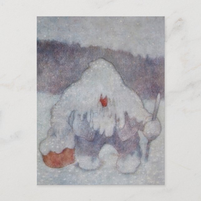 Postal "Trol de nieve" por Theodor Kittelsen (Anverso)