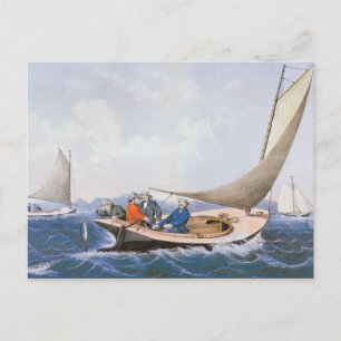 Postal Troleo por peces azules frente a la costa de Maine