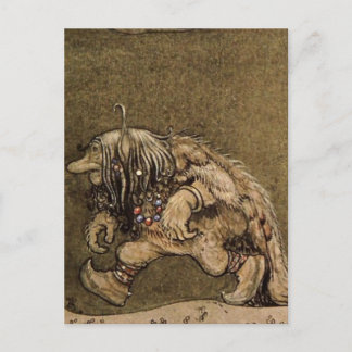 Postal "Troll de granja" del artista sueco John Bauer