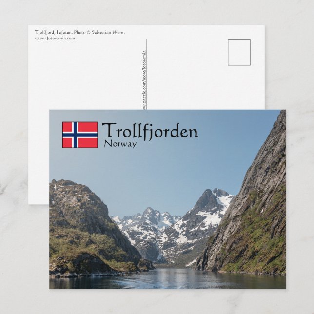 Postal Trollfjorden Noruega (Anverso / Reverso)
