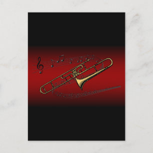 Postal Trombona~Escala de desplazamiento~Fondo de marrón 