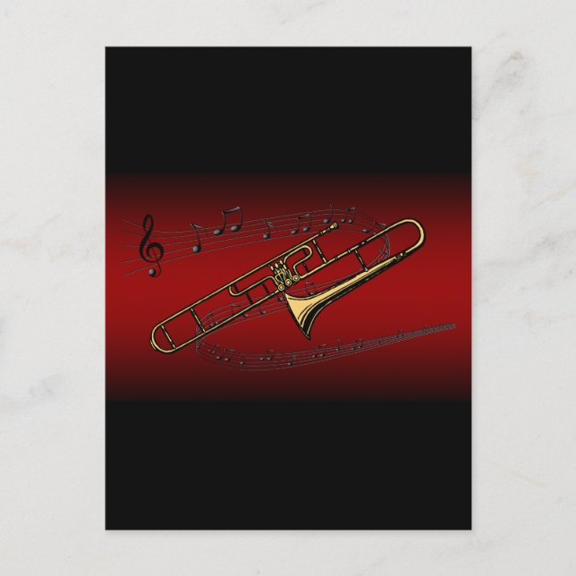 Postal Trombona~Escala de desplazamiento~Fondo de marrón  (Anverso)