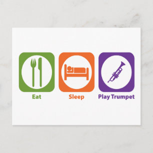 Postal Trompeta de juego de sueño de comer