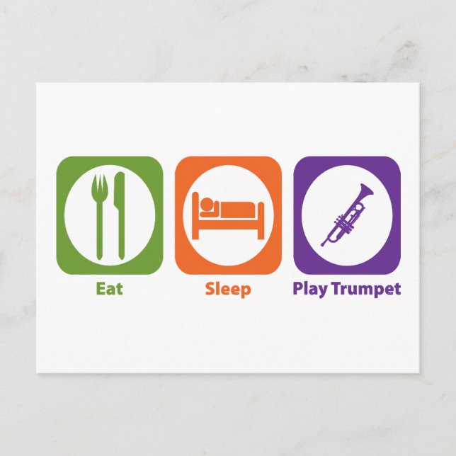 Postal Trompeta de juego de sueño de comer (Anverso)