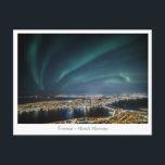 Postal Tromso Noruega<br><div class="desc">Foto de viaje de las auroras boreales sobre la ciudad de Tromso en la costa del norte de Noruega,  Escandinavia. Foto © Sebastian Worm.</div>