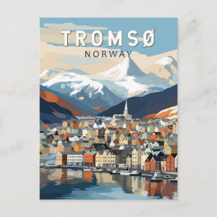 Postal Tromso Noruega Viaje Arte Vintage
