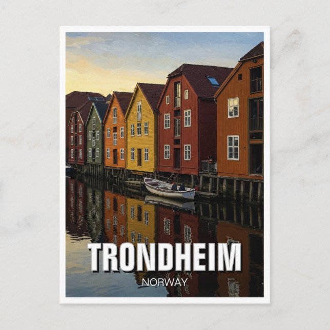 Postal Trondheim Bakklandet Noruega Viaje (Anverso)