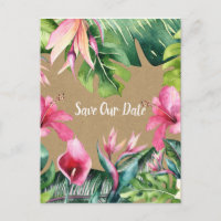 Tropical Aloha Floral Luau Kraft Ahorra la Fecha