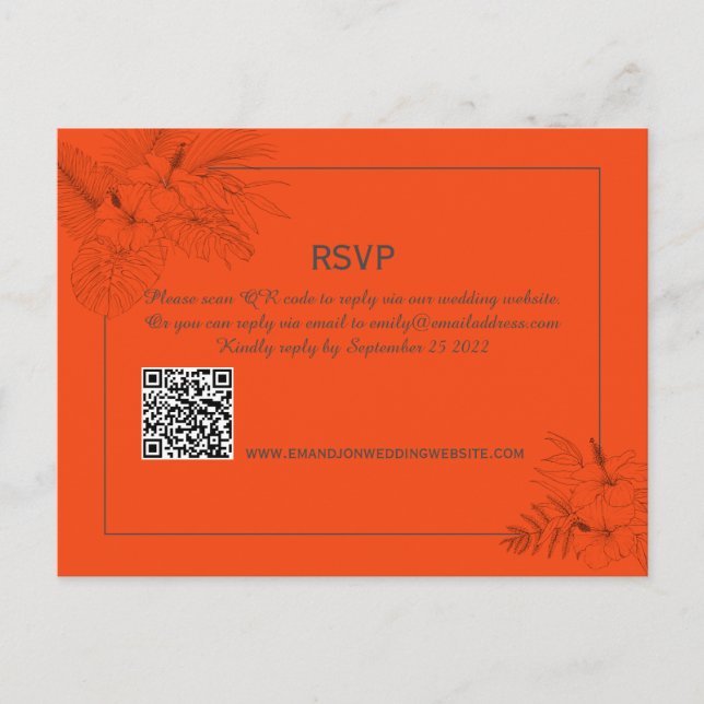 Postal Tropical Beach Boho Summer Wedding RSVP (Anverso)