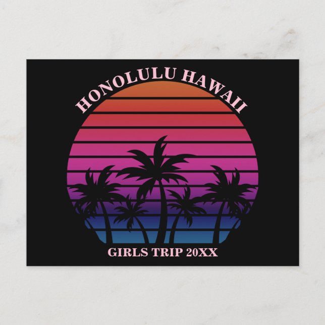 Postal Tropical Beach Girls Trip Pink Black Custom (Anverso)