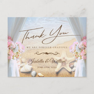 Postal Tropical Beach Wedding Starfish Gracias