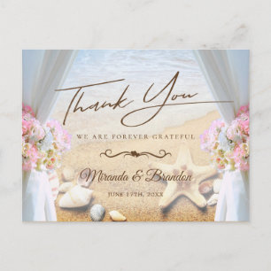 Postal Tropical Beach Wedding Starfish Gracias