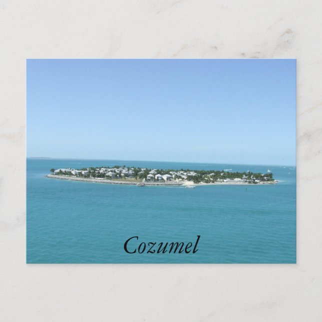 Postal tropical de agua azul de la isla de Cozumel (Anverso)