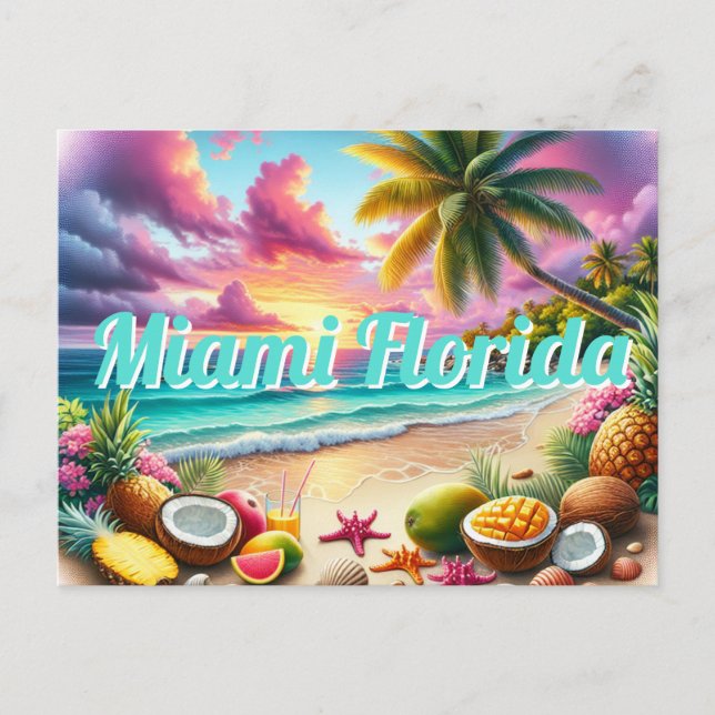 Postal tropical de Miami Florida (Anverso)