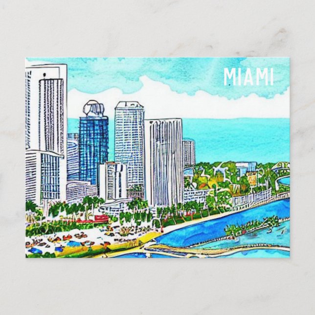 Postal tropical de Miami Skyline (Anverso)