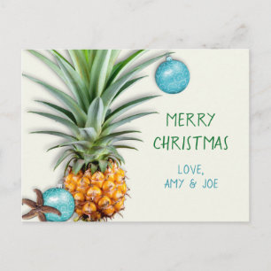 Postal tropical del navidad de la piña festiva