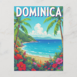 Postal Tropical Dominica Beach Palm Tree Travel