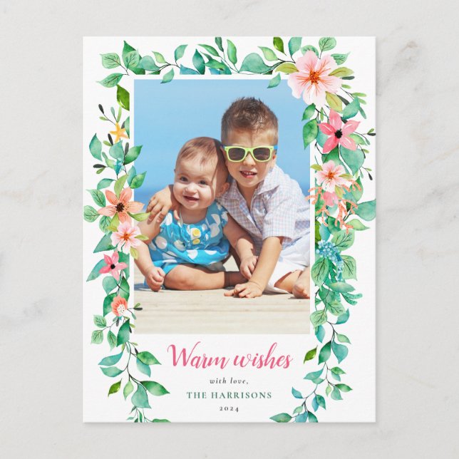 Postal Tropical Floral Holiday Photo (Anverso)