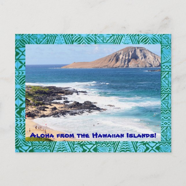 Postal tropical hawaiana para playa (Anverso)