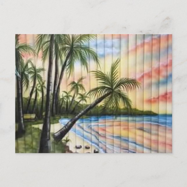 POSTAL TROPICAL PALM TREES BEACH BLINDS (Anverso)