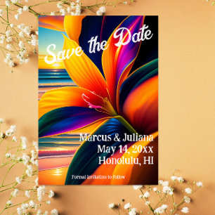 Postal Tropical Paradise Flowers Save the Date