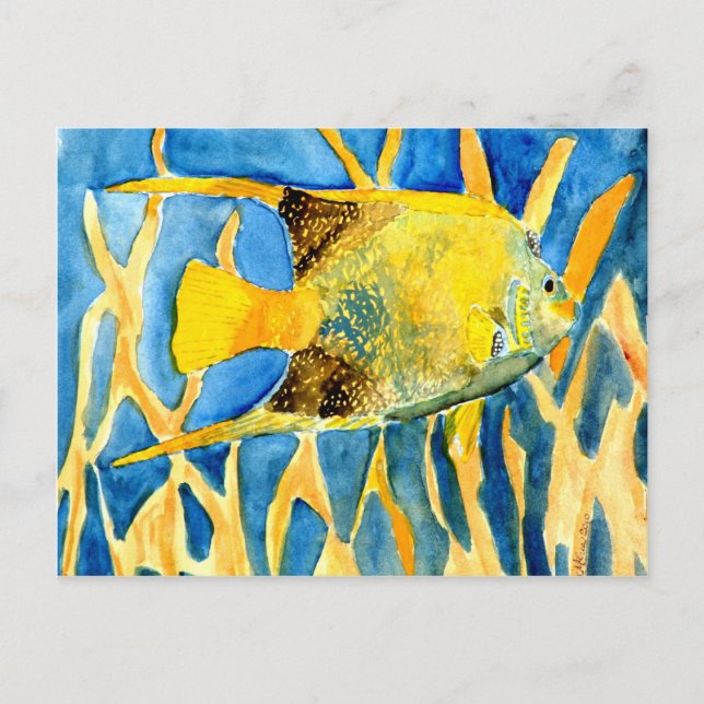 Postal tropical saltwater fish sea life art painting gift (Anverso)