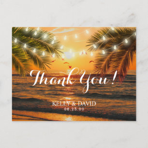 Postal Tropical Sunset Beach Wedding Gracias
