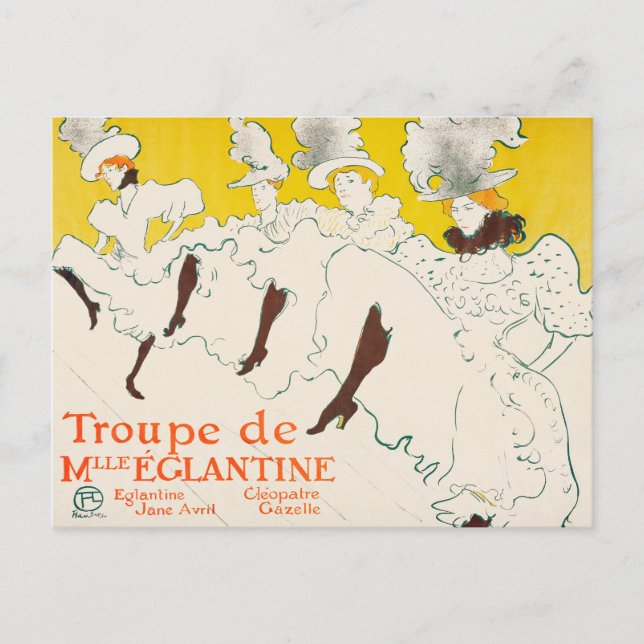 Postal Troupe de Mademoiselle Eglantine, Toulouse Lautrec (Anverso)