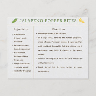 Postal Trozos De Jalapeno Popper Receta De Acción De Grac