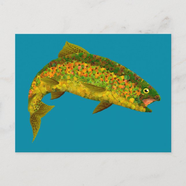 Postal Trucha arco iris de hoja de lápiz 3 (Anverso)