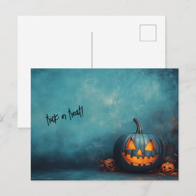 Postal Truco azul o truco de Halloween (Anverso / Reverso)