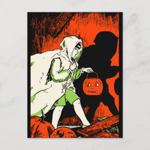 Postal Truco fantasma vintage o tratador
