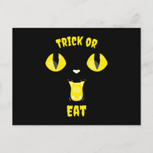 Postal Truco o Come divertido gato hambriento de Hallowee