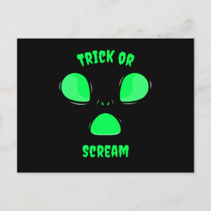 Postal Truco o grita Diseño divertido Halloween Alien