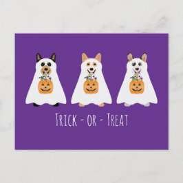 Postal Truco O Tratamiento Corgi Ghost Dogs Halloween
