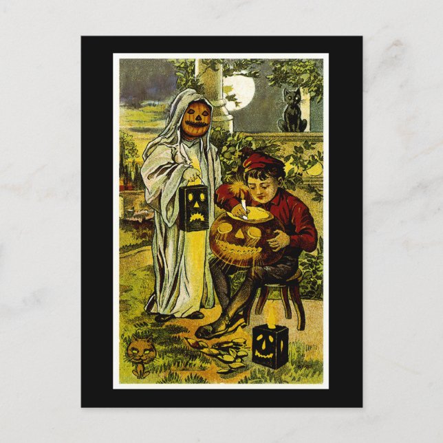 Postal Truco o tratamientos de Halloween (Anverso)