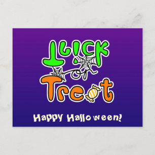 Postal Truco o trato de la fiesta de Halloween