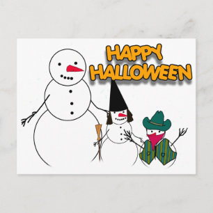 Postal Truco o trato de los hombres de nieve de Halloween