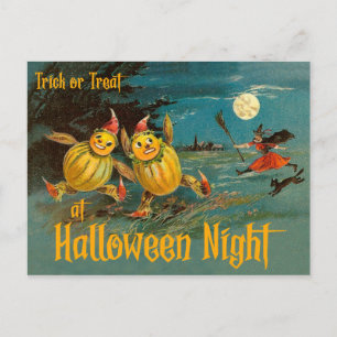 Postal Truco o trato en la noche de Halloween