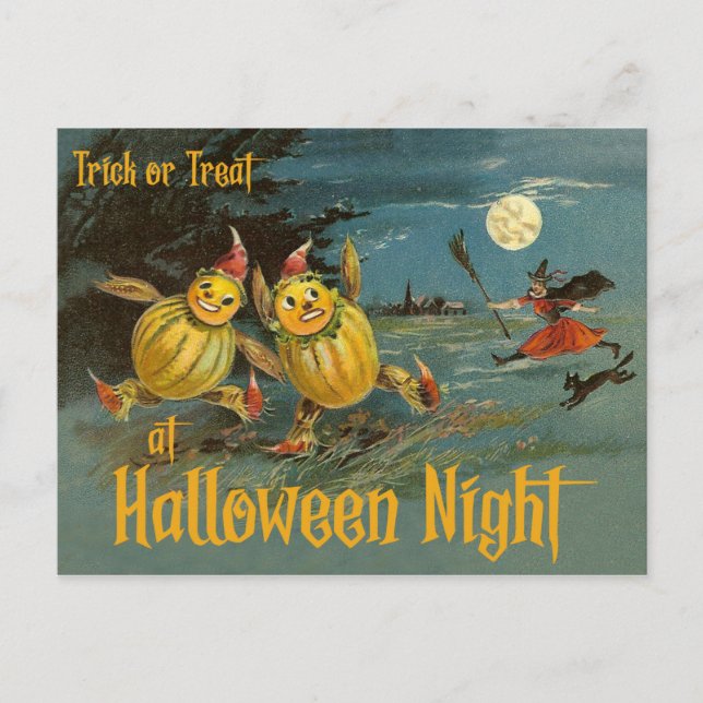 Postal Truco o trato en la noche de Halloween (Anverso)