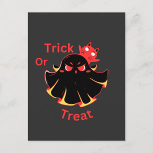 Postal Truco o trato fantasma de Halloween lindo y gato n