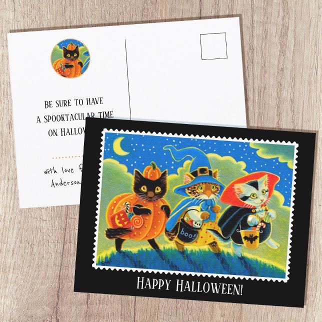 Postal Truco personalizado o trato a bruja felina de Hall (Subido por el creador)
