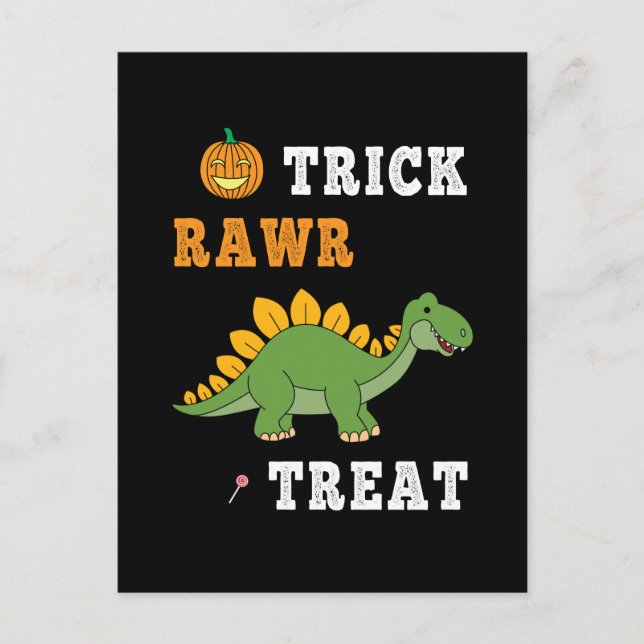 Postal Truco Rugido Regalo Lindo Halloween Stegosaurus Di (Anverso)